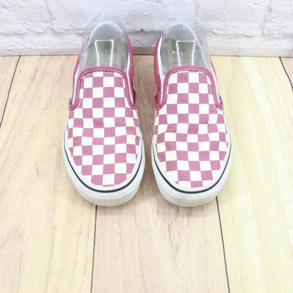 Vans Off the Wall Red Cream Checkerboard Slip On Sneaker Shoes Size L 7 M 5.5 - Picture 5 of 9